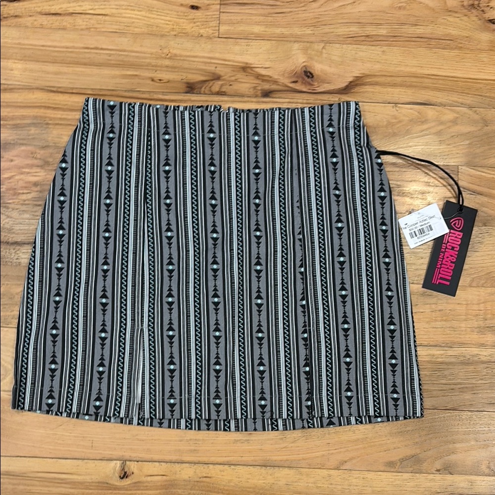 Rock & Roll Cowgirl Black and Gray Mini Pencil Skirt